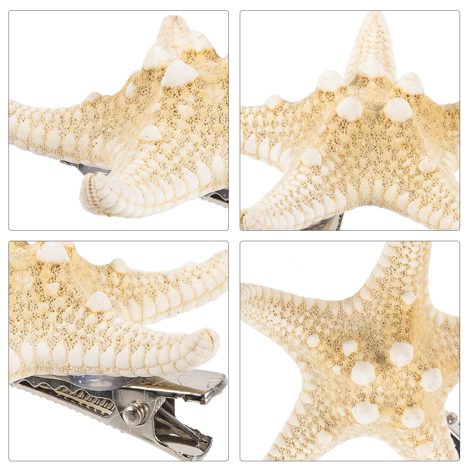 

4 Pcs Sea Star Hair Clips Elegant Bridal Beach Party Hairpins Stylish Prom Accessories Five-pointed Star Decorations Natural