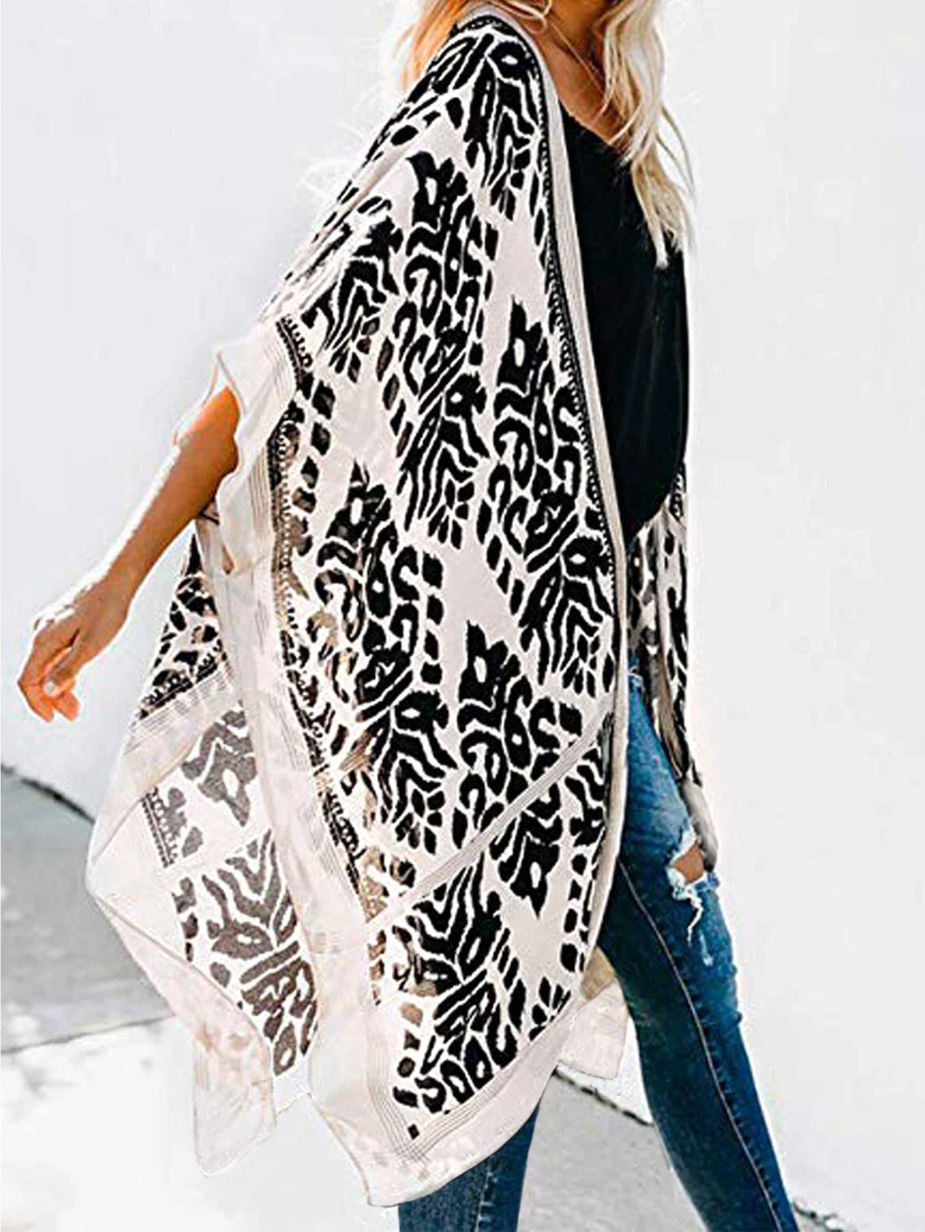 Fashion casual beach cardigan Bohemian paisley pattern cardigan