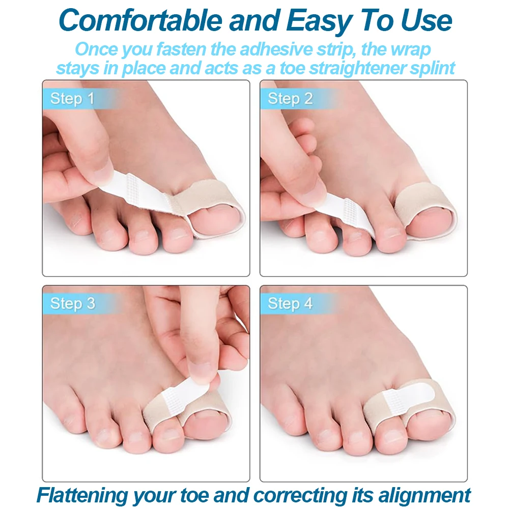 3Pair Hammer Toe Straightener Toe Splints Cushions Bandages for Correcting Crooked & Overlapping Toes Protector Toe Separator