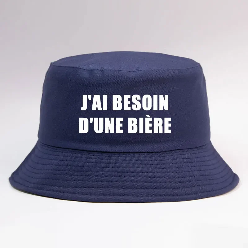 

J'ai Besoin D'une Bière Print Double Side Bucket Hat Woman Man Outdoor Summer Sun Beach Fisherman Cap Girl Boy Cool Visor Caps