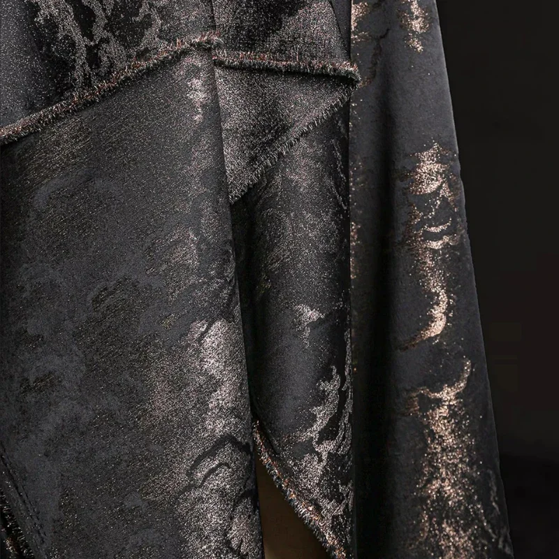 

Жаккардовый китайский стиль Xiangyun, черное золото, муар, ткань в стиле ретро, позолоченная китайская юбка с лошадью, пальто, дизайнерская ткань для одежды