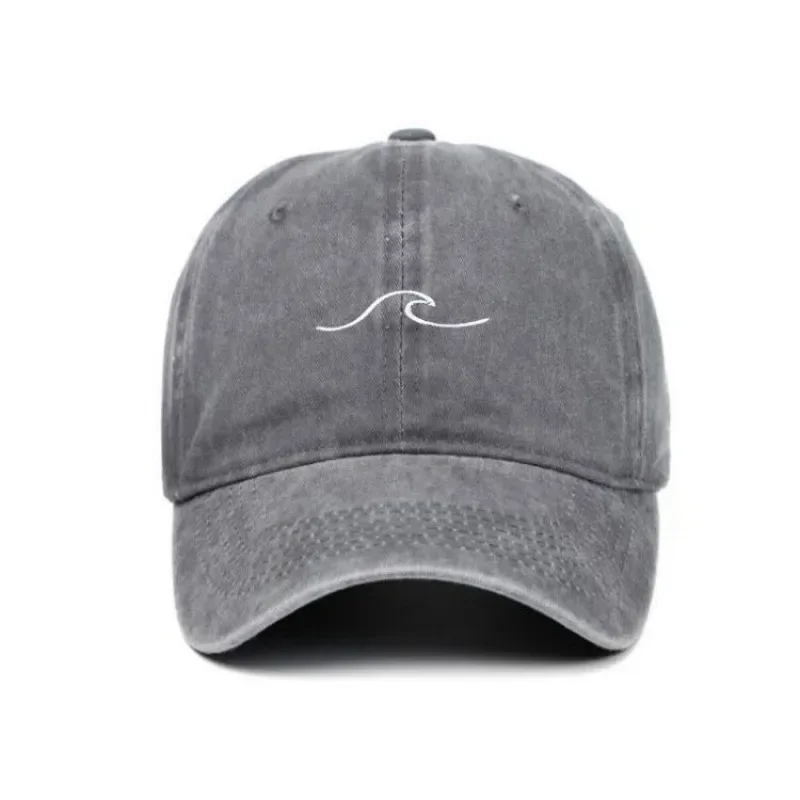 Wave Washed Dad Hat Cap Embroidery Wavy Line Baseball Cap Outdoor Sports Cotton Hip Hop Cap Men Hiphop Hat Bone 야구 모자 - Image 2