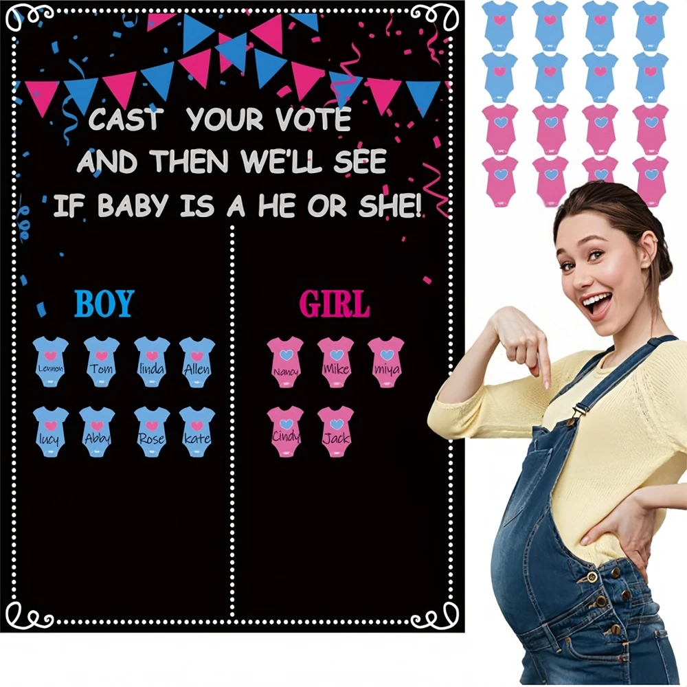 1 Set Gender Reveal Abstimmungsposter-Set Geburtstagsparty-Dekoration Papier-Gender-Reveal-Poster-Aufkleber-Spiel für Gender-Reveal-Party-Dekoration – Detail 3
