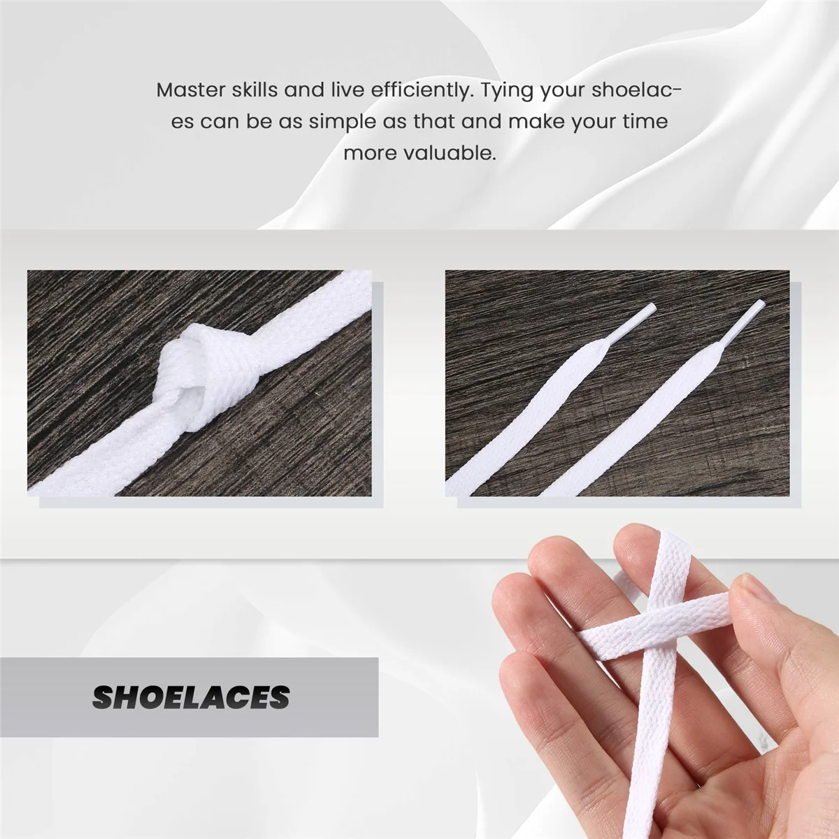 ABQR White Sneaker Shoes Strings 2 Pairs