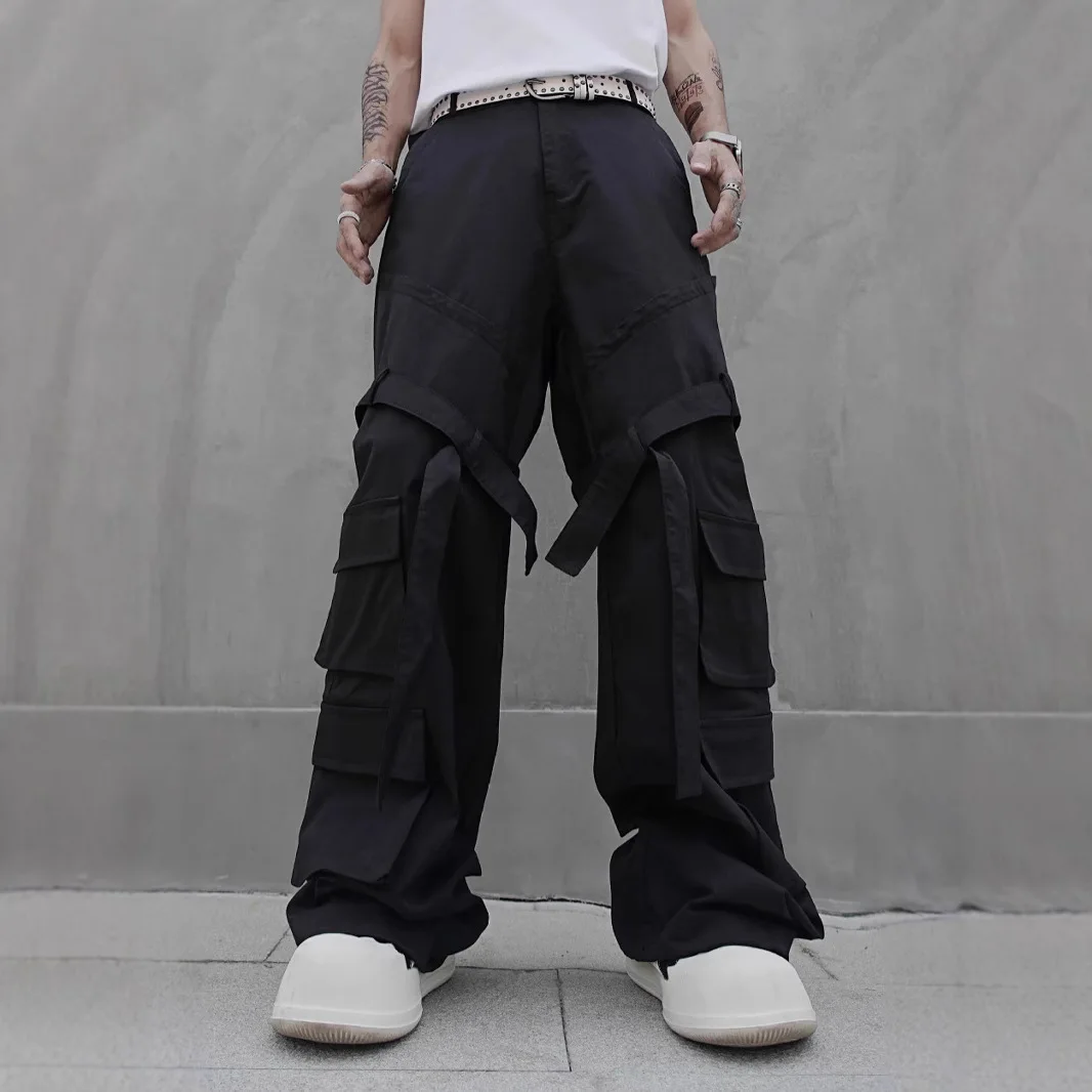 

Брюки American Vibe Workwear, мужские свободные брюки прямого кроя с множеством карманов, широкие брюки в стиле хип-хоп High Street