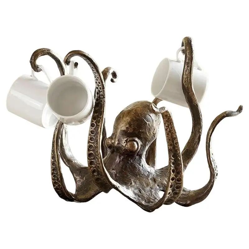 

Octopus Small Coffee Mug Holder Mug Holder Pendant Tea Cup Holder Vintage-Style Resin Octopus Table Topper Statue Room Decor