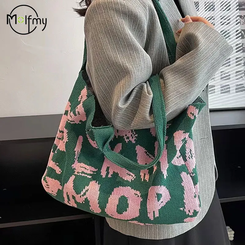 Knitting Handbags for Women Letter Designer Handbag Handheld Bags Large Capacity Underarms Bags For Women bolsas para mujeres