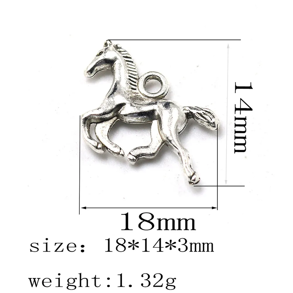 50Pcs Alloy Charm Pendants Horse Shape DIY Necklace Bracelet Keychain Jewelry Making Scrapbooking Cellphone Accessories
