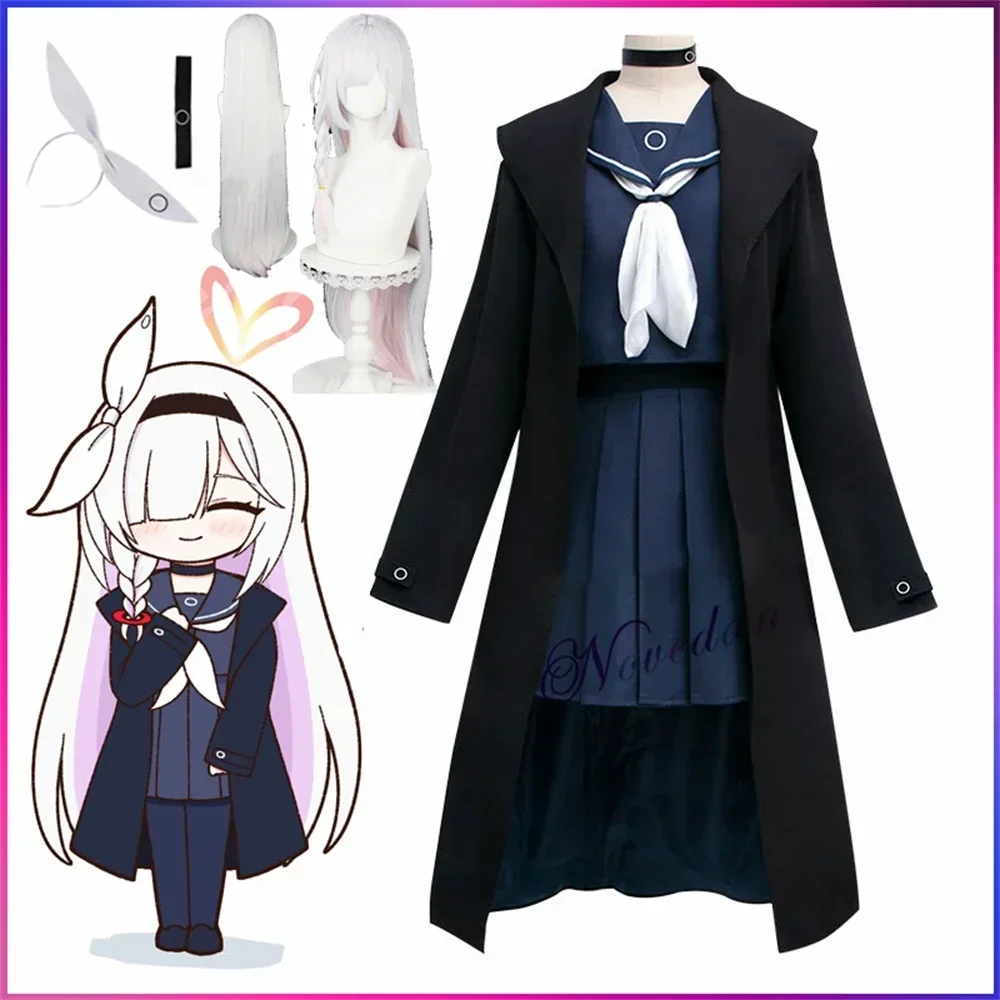 Game Blue Archive Purana Cosplay Costume Black Arona JK Uniform Jacket Coat Women Sailor Skirt Outfit Full Set Wig  Halloween