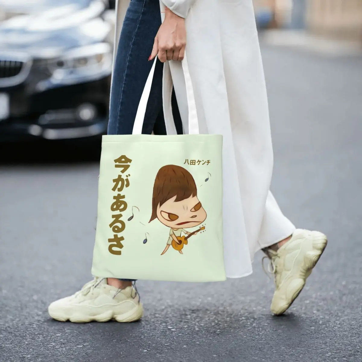 Women Men Yoshitomo Nara Guitar For Kids Tote Bags Canvas Grocery Bag for Girl Handbags