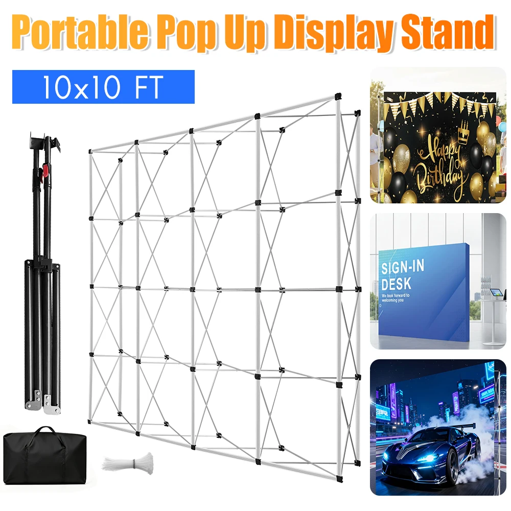 

Portable Pop Up Display Stand Collapsible Tension Fabric Booth with Carrying Bag for Wedding Exhibition Event10x10/10x15/10x17FT