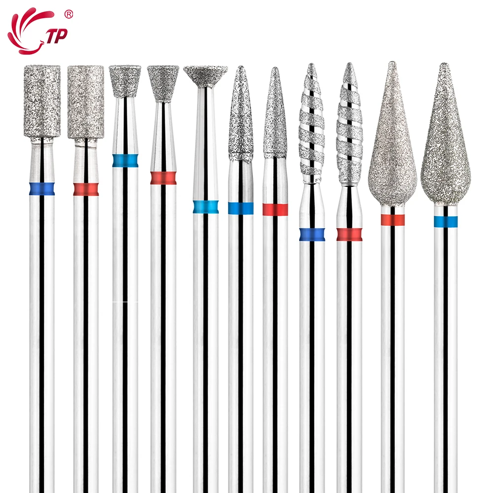 TP 3pcs/set Flame Diamond Nail Drill Bits 3/32'' Russian Electric File Bits Milling Cutter for Manicure Cuticle Remove Nail Tool