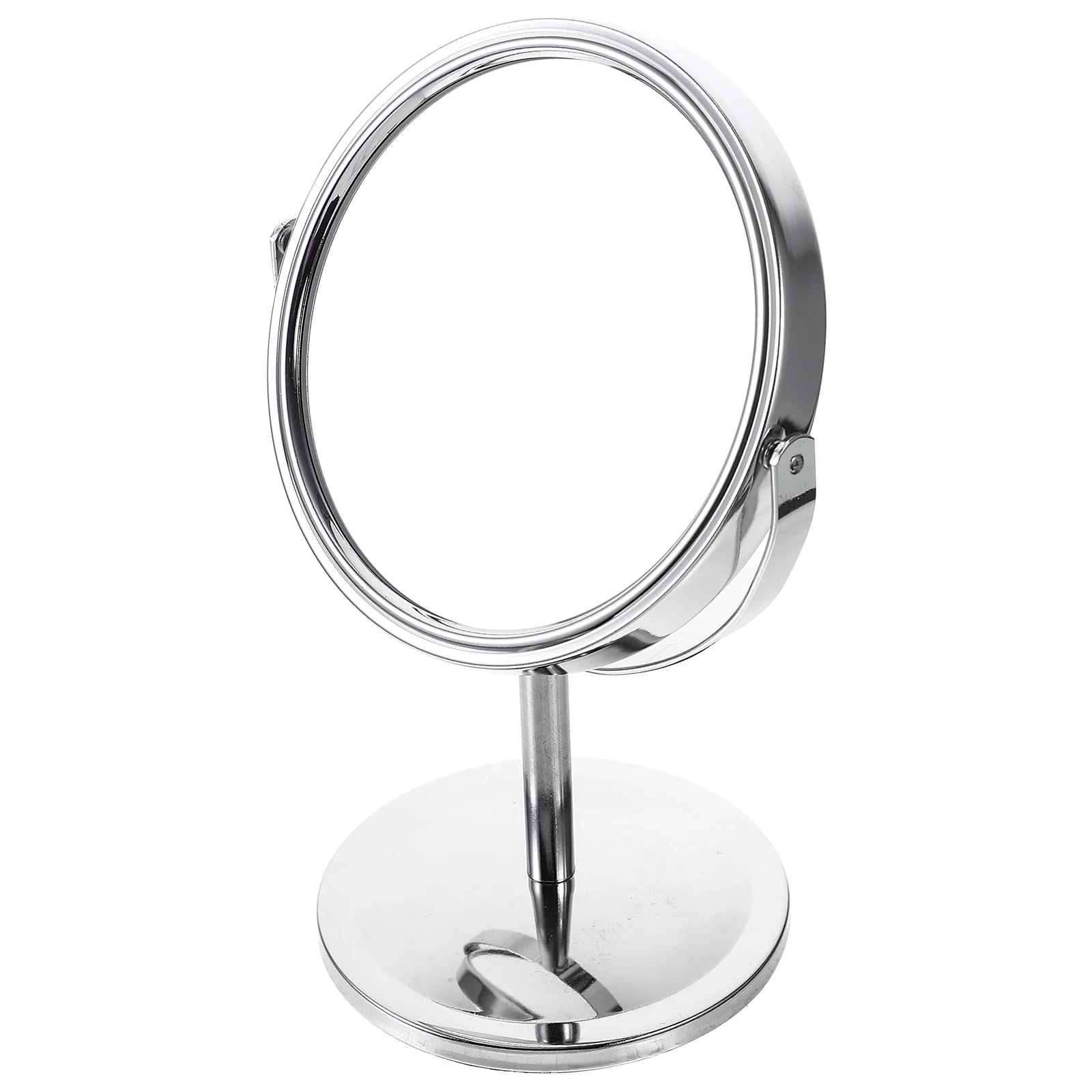 Round Desktop Vanity Mirror Double-sided Rotating Classic 4 Inches Silver Travel Makeup Tabletop Personal Mirrors