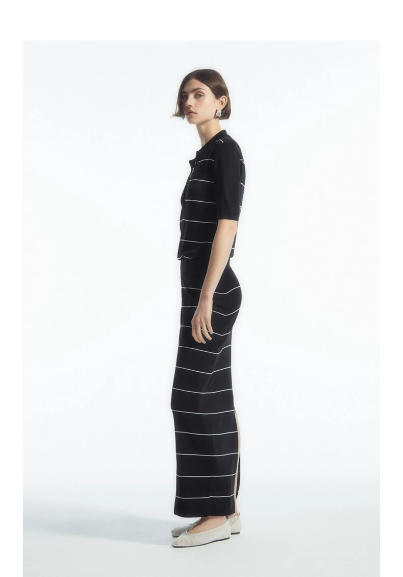 Ethereal MD 2024  new style of Women's casual slim-fit version thin stripe skirt