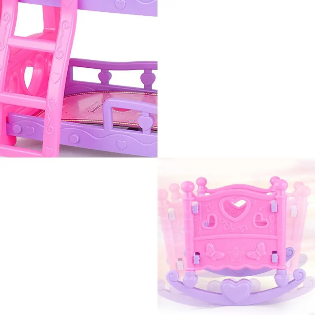 

Miniature Doll Bed For Children Realistic Design Plastic Sleep Cot Quick Assembly Toddler Pretend Play Developmental Toy