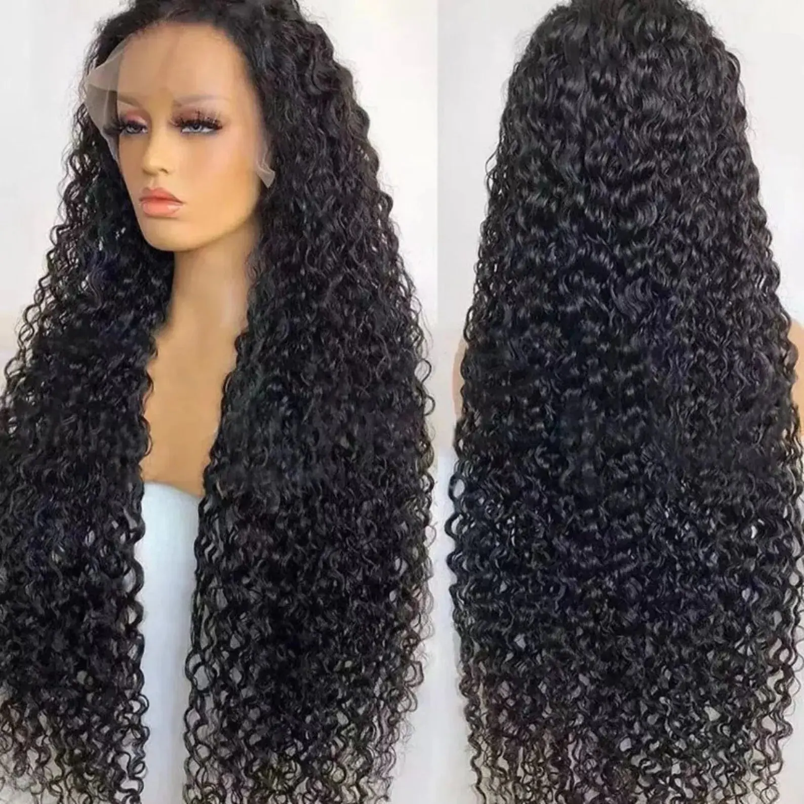 Rosabeauty 250 Density Deep Wave HD 13X6 Transparent Lace Frontal Wigs Water Curly 13X4 Front Human Hair Wig Nature Color 40Inch