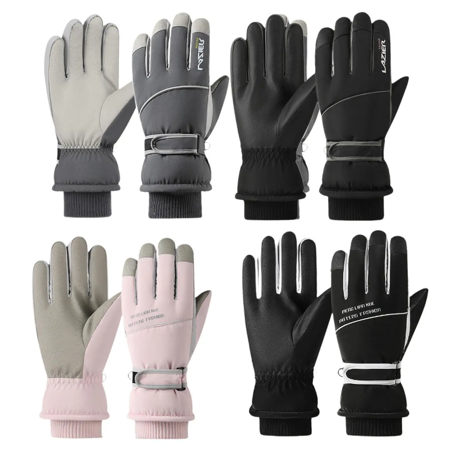 Gants chauds d'hiver imperméables et confortables, gants de neige, gants coupe-vent, gants thermiques, gants épais, gants complets, paire