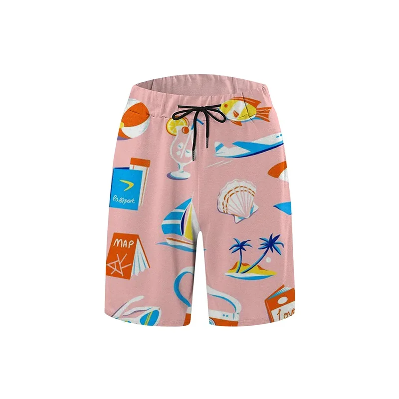 Harajuku Summer 3D Tropical Plants Printing Beach Shorts Men Cactuses Graphic Swimming Trunks Hawaiian Fashion Board Shorts Pant