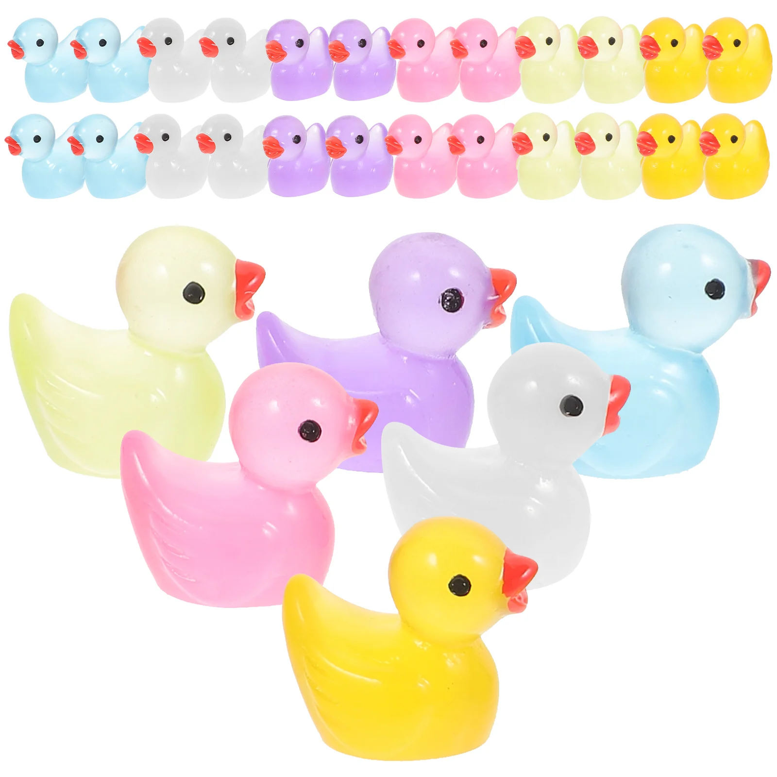 

60pcs Mini Duck Ornaments Resin Bonsai Decor Luminous Figurines Statue Garden Accessories DIY Crafts
