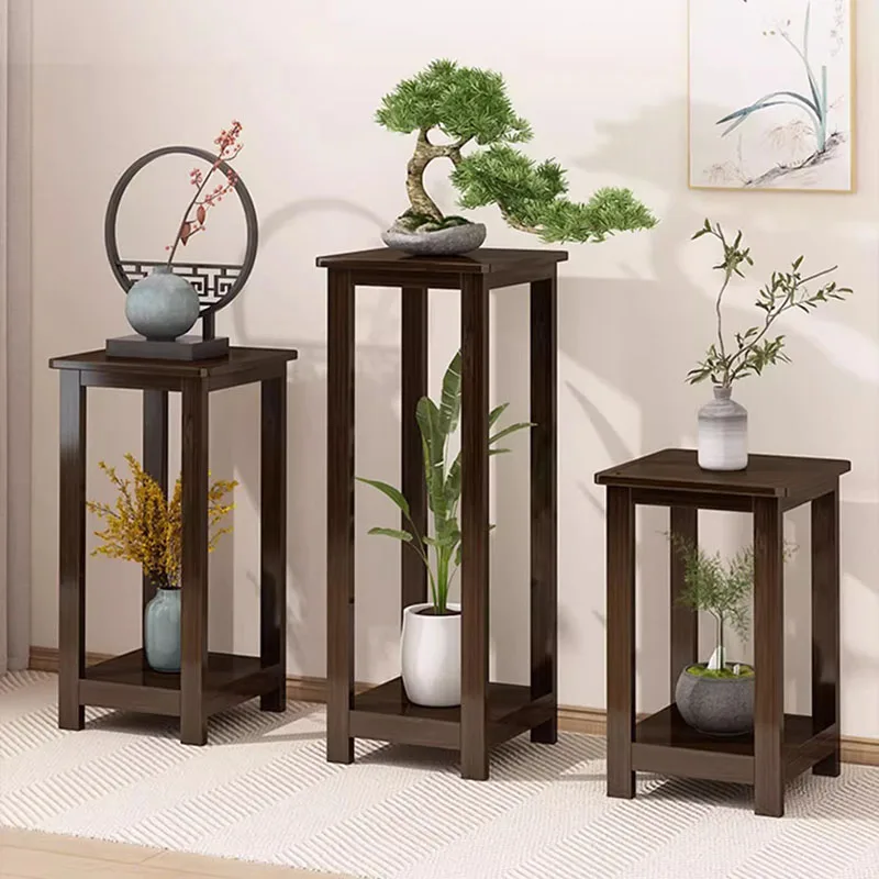 Luxury Chinese Style Plant Shelves Large Patio Watering Display Tall Plant Stand Wood Pots Soporte Para Plantas Home Decorations