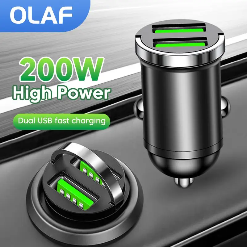 200W Dual USB Car Charger 100W Mini USB C Car Phone Charger QC3. 0Fast Charging Adapter for iPhone14 13 12 Xiaomi Huawei Samsung