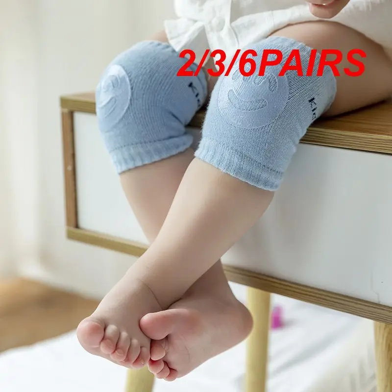 2/3/6PAIRS Toddler Knee Pads Ventilate Infant Safety Gear Smile Design 5 Colors Non-slip Knee Pads For Babies Baby Crawling Aids