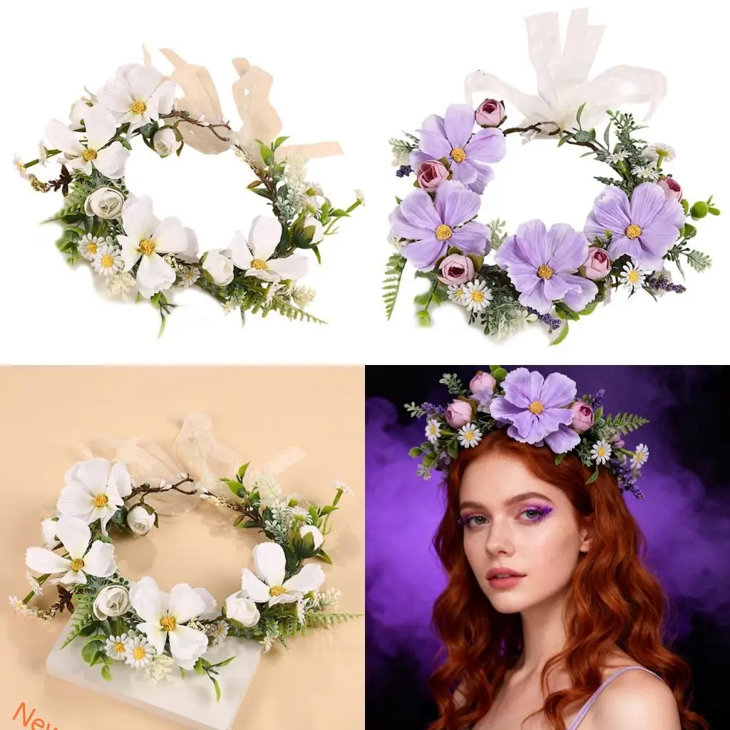 

Elastic Floral Hair Band With Tulle Ribbon Detailing Comfortaable Hair Accessory For Outdoor Activities Special Occasion LXAD