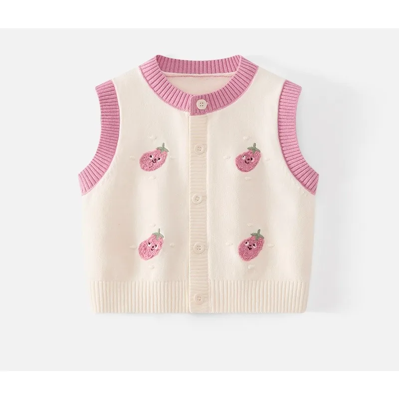 New children's thin spring and autumn winter vest Korean version cartoon knitted vest boys' autumn girls' cardigan