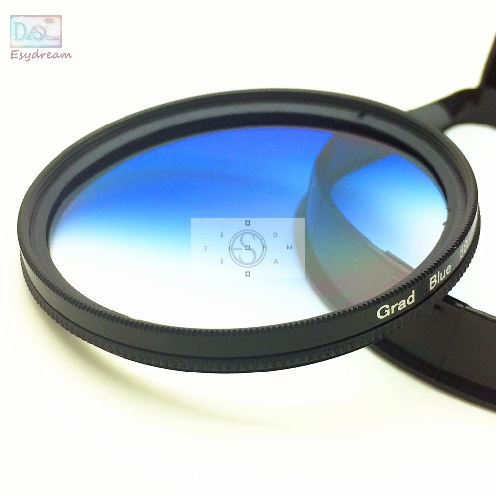 Gradient Blue Color Lens Filter for Canon Nikon Camera Lenses Gradual Graduated 37 40.5 46 49 52 55 58 62 67 72 77 mm 58mm 52mm