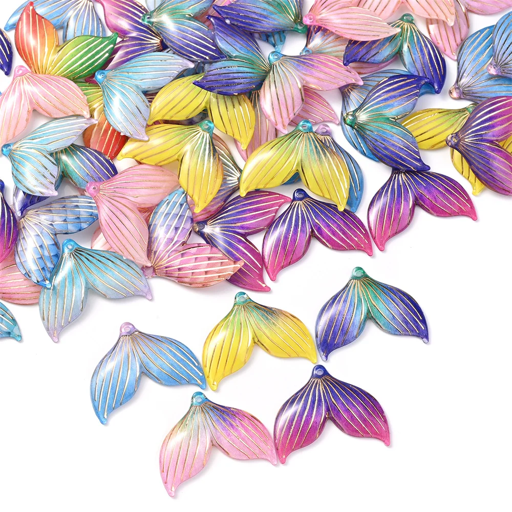 10 Stück bunte Meerjungfrauenschwanz-Charms 21 x 40 mm DIY handgefertigter Schmuck Zubehör Ohrringe Anhänger Dekoration – Detail 1