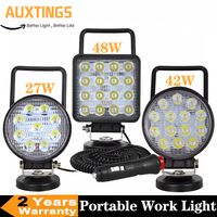 4in Portable LED Work Light 27W 42W 48W Flood Spot Magnetic Base Lamp Car Truck Driving Offroad 4WD 4x4 SUV ATV UTV 12V 24V