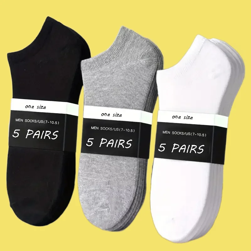 

5/10/20 Pairs Men's High Quality Boat Socks Fashion Sport Sweat Absorption Solid Color Low Cut Non Slip Business Low Ankle Socks