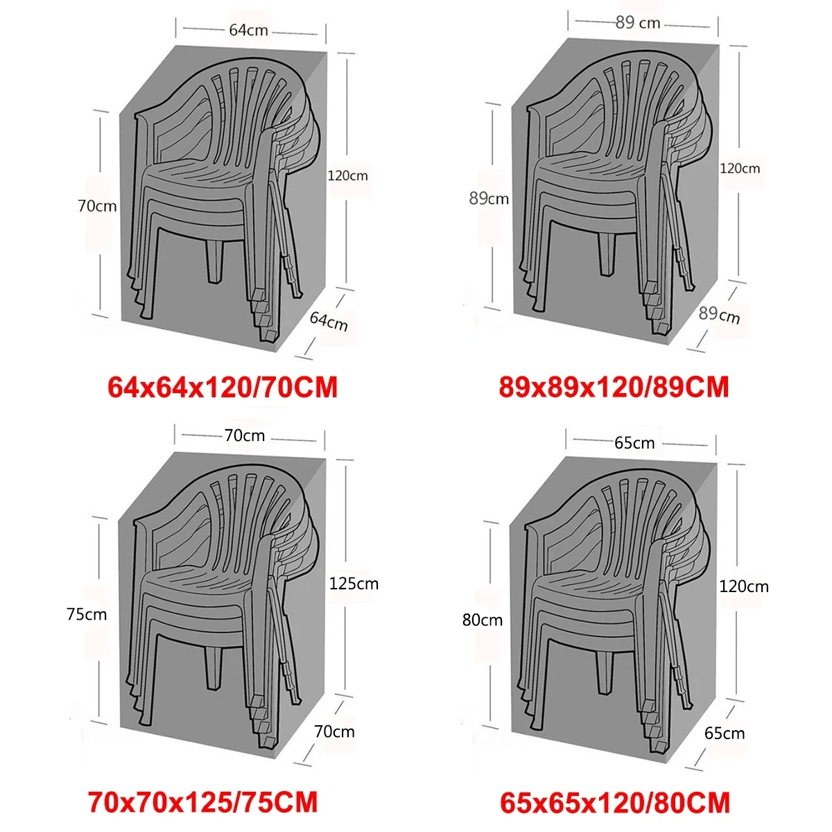 Stackable chair dust cover, storage bag, furniture protection cover, waterproof, black, garden, terrace
