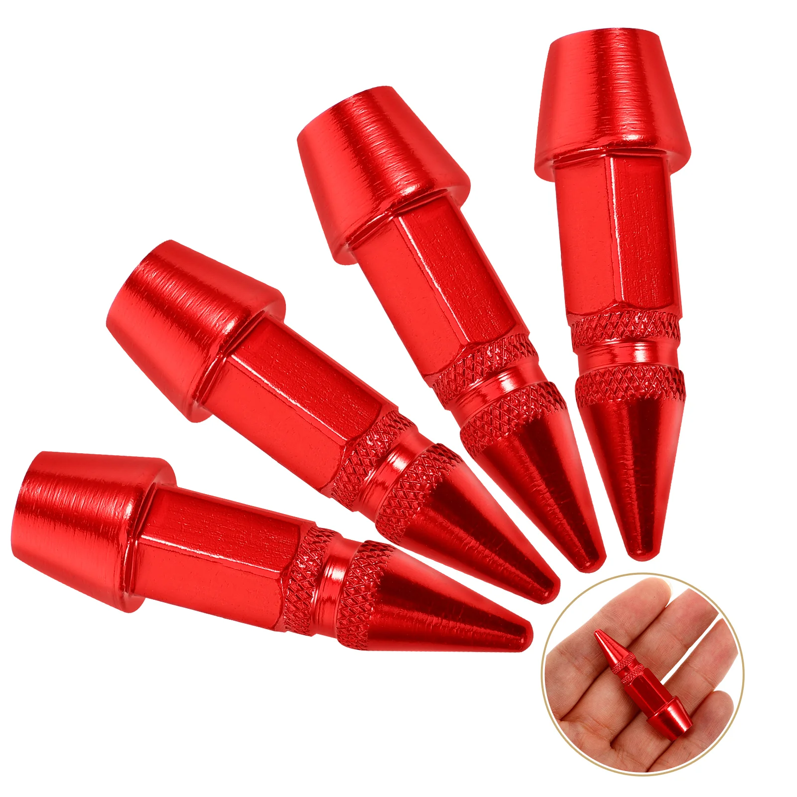 

4 Pcs Automotive Accessories Tire Valve Cap Car Stem Caps Pointy 450X100X100CM Truck Red