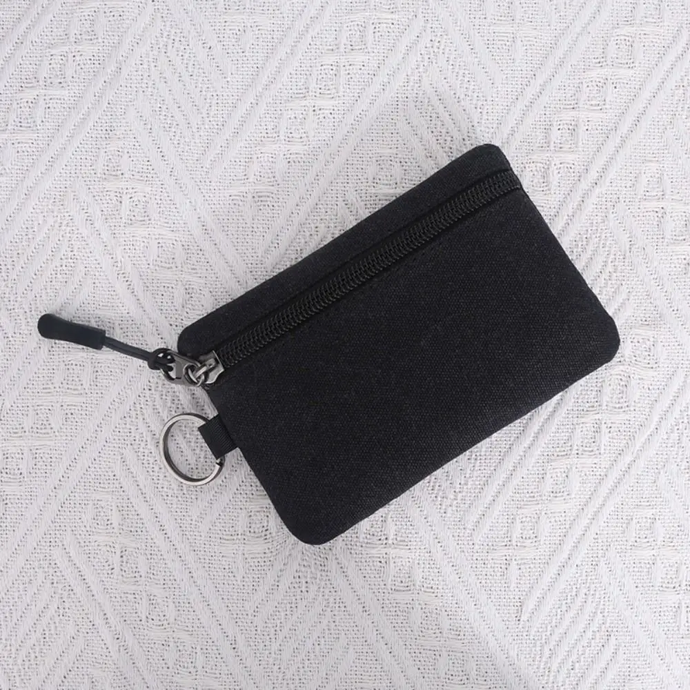 Creative Hand-held Canvas Coin Purse Solid Color Retro Mini Coin Pouch Durable Classic Pouch Bag Men
