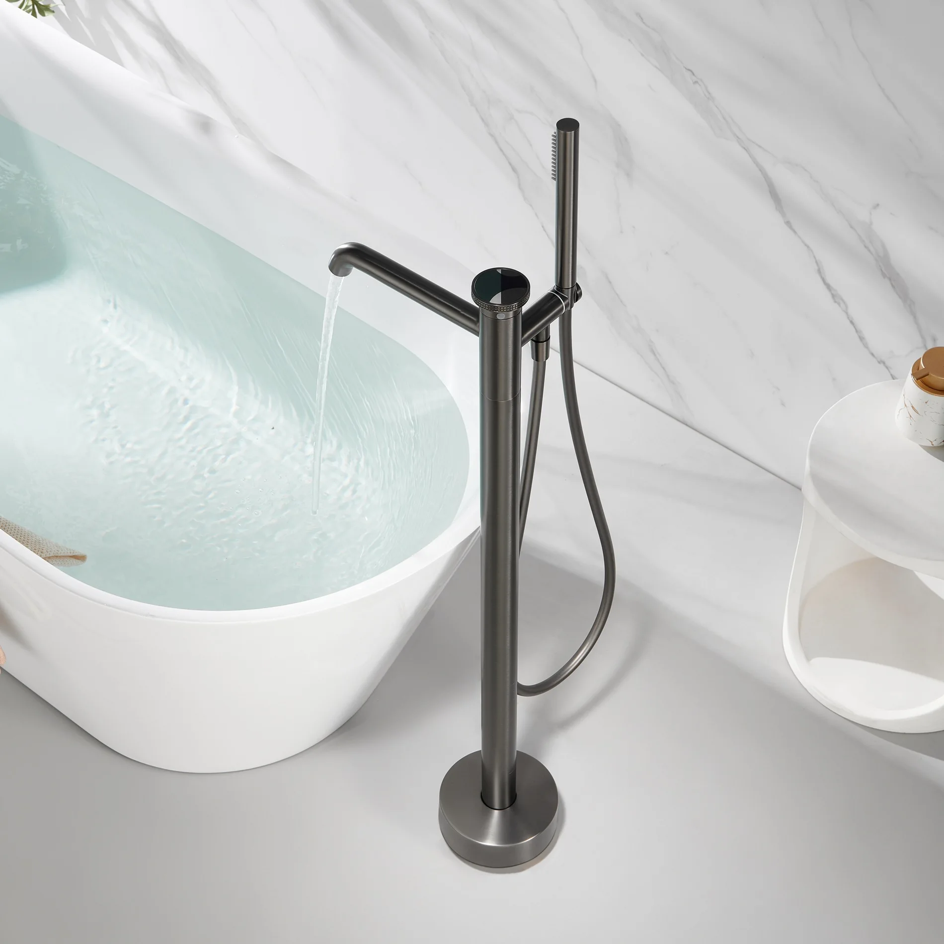 

Freestanding Bathtub Faucet Full Copper Hot Cold Shower Set for Home Hotel Luxury Bathroom