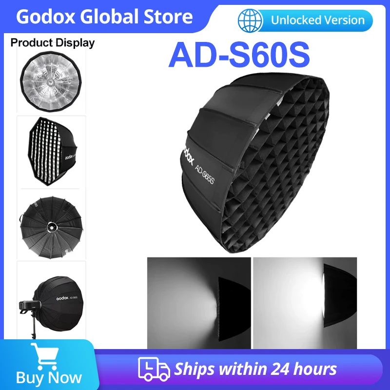 Godox AD-S60S 60cm Silver Deep Parabolic Softbox with Honeycomb Grid Godox Mount Softbox for AD300PRO AD400PRO ML60