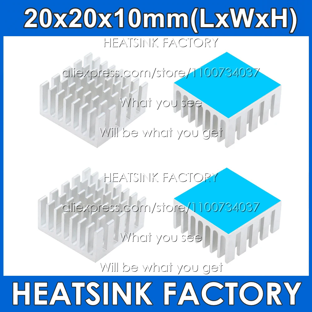 20x20x10mm srebrny/czarny anodowany aluminiowy radiator chłodnicy radiator z taśmą przewodzącą ciepło — zdjęcie produktu 5