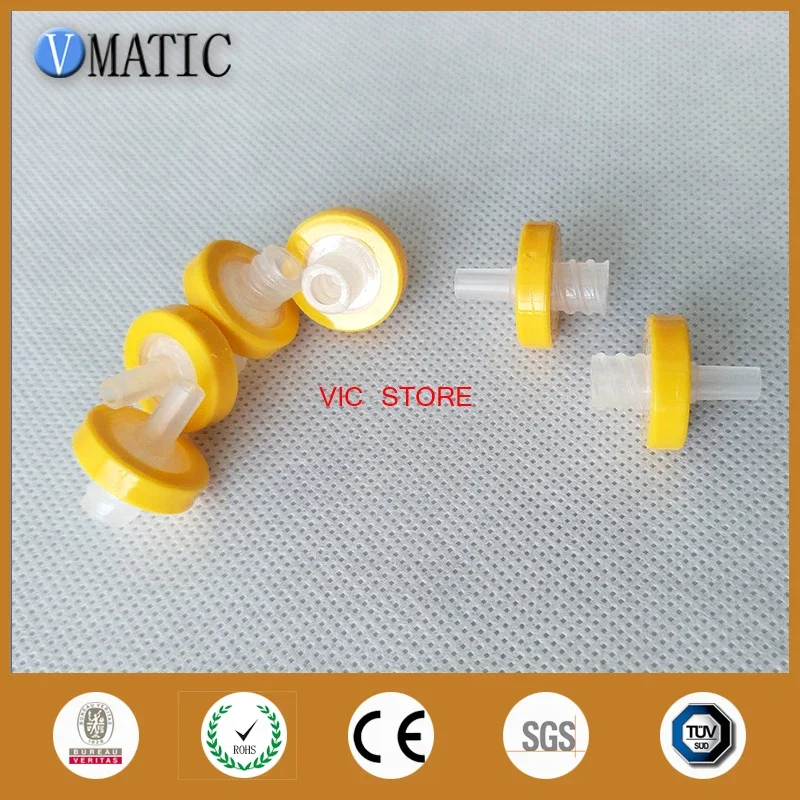 Free Shipping 100Pcs 13mm 0.22um Plastic Yellow Syringe-Driven Filter Syringe Filter Water Solution Filtration Membrane