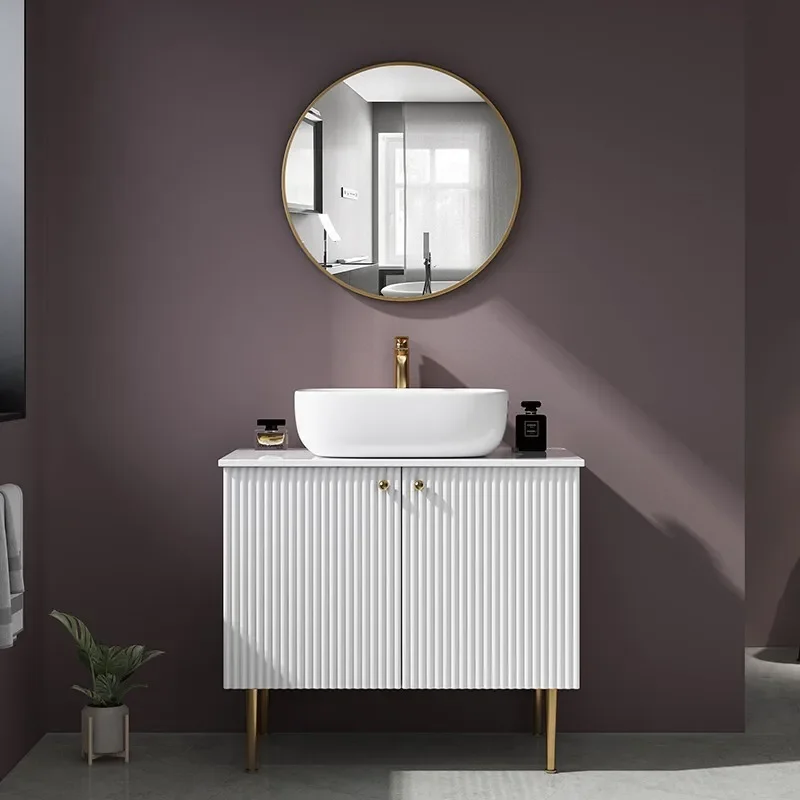Bathroom Vanity with Sink Combo, Single Sink Bathroom Vanity with High Gloss Wood Grain, Modern Top Sink Bathroom Vanity