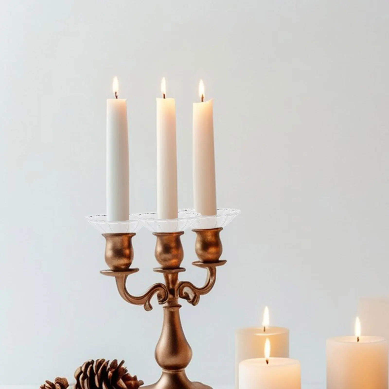 

3Pcs Drip Protectors Clear Glass Wax Catcher Rings Decorative Drip Tray for Taper Candles Reusable Candlestick Holder