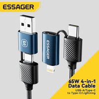 Essager 4 in 1 65W Type C Cable Fast Charging For iPhone 15 14 Pro Max Xiaomi Huawei Samsung USB C To Lighting Charger Wire