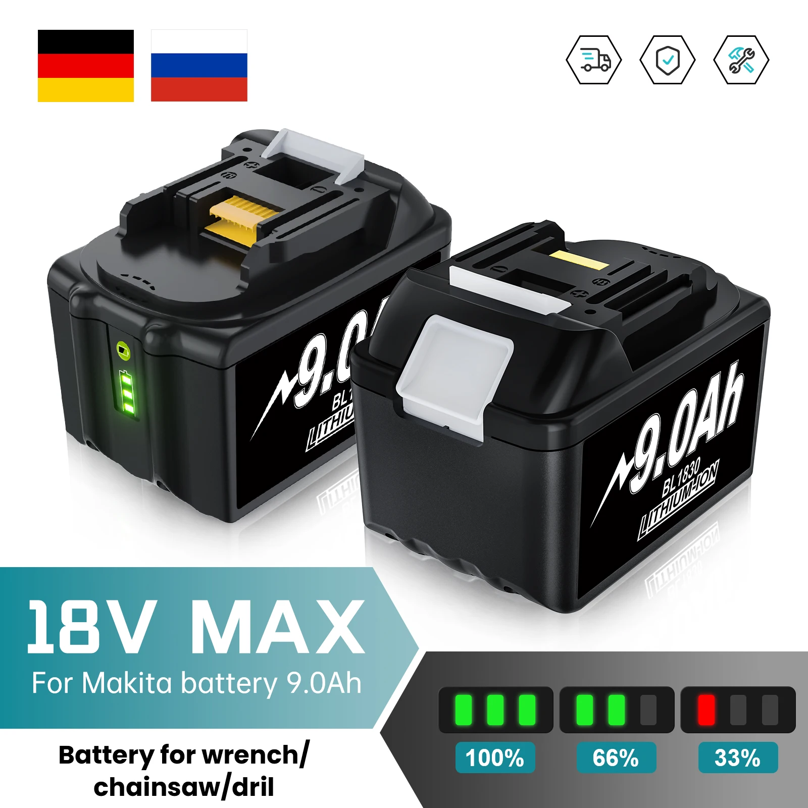 Original Batterie Aste BL1850 BL1860 pour For Makita 18V BL1850B BL1860b BL1830, Chargeur 18V BL1830b BL1840 LXT400