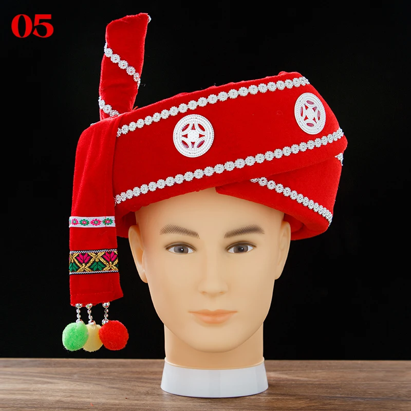 

Chinese Minority Miao Hat Traditional Costumes Accessories National Vintage Headwear Stage Performance Dancer Headdress Props