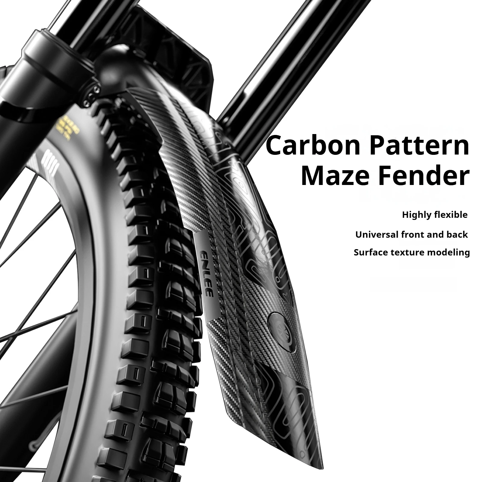 AliExpress enlee ENLEE Mountain Bike Mudguards Extended And Widened Rain Guards Carbon Fiber Texture Universal For Front And Rear