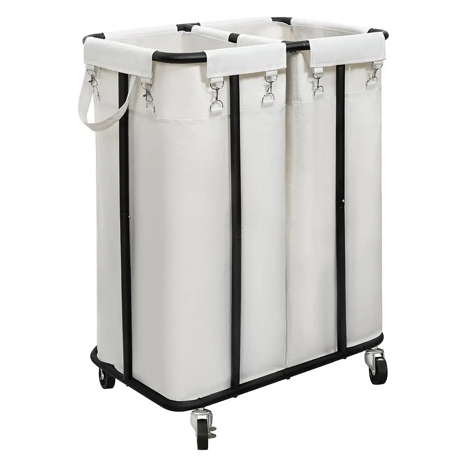 

Double Laundry Hamper with Wheels 170L Rolling Laundry Basket Organizer Laundry Cart with Steel Frame and Removable Bags Large D