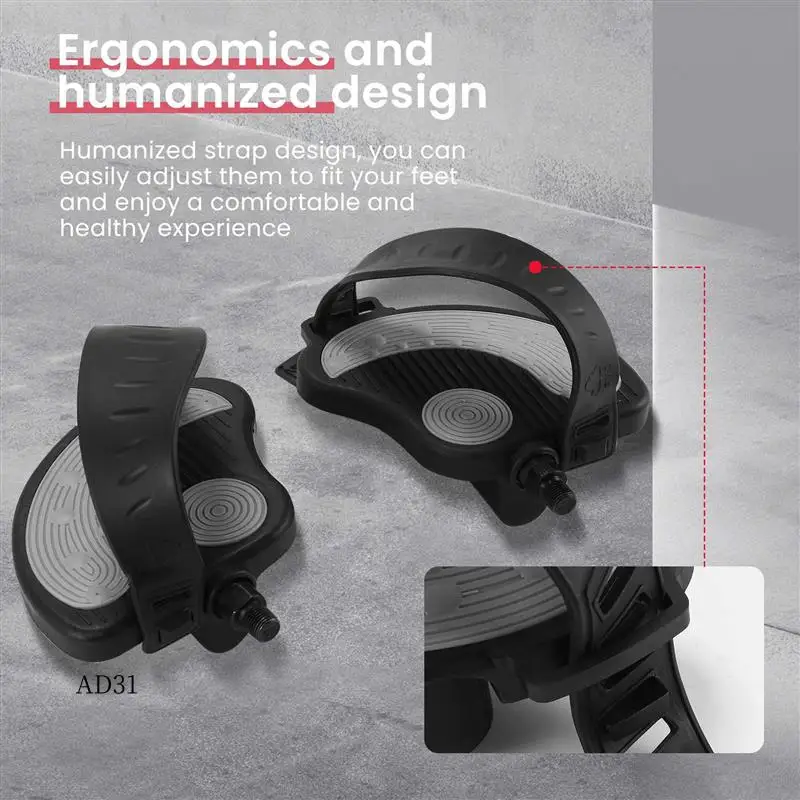 

New-Exercise Stationary-Bike-Pedals With Straps - 1 Pair Fitness Bike Pedals Replacement Parts