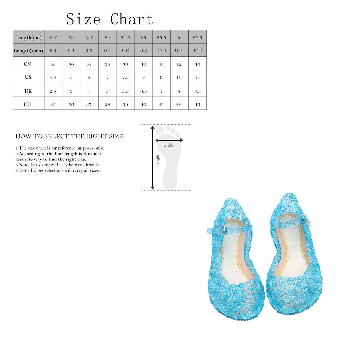 1 زوج الأطفال الصنادل الفتيات صندل هلامي عالية الكعب بولي كلوريد الفينيل ملابس الحفلات مريحة لطيف الأميرة نمط هدية حجم 25 السماء الزرقاء #2