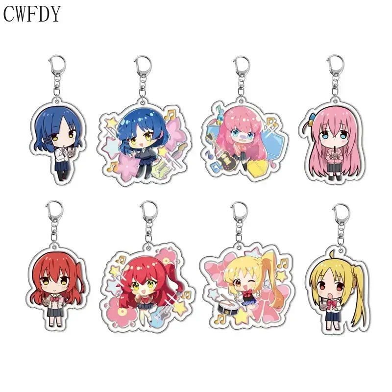 4-12pcs Anime Bocchi The Rock Keychain Gotou Hitori Ijichi Nijika Yamada Ryo Kita Ikuyo Figure Arcylic Pendant Key Chain Jewelry