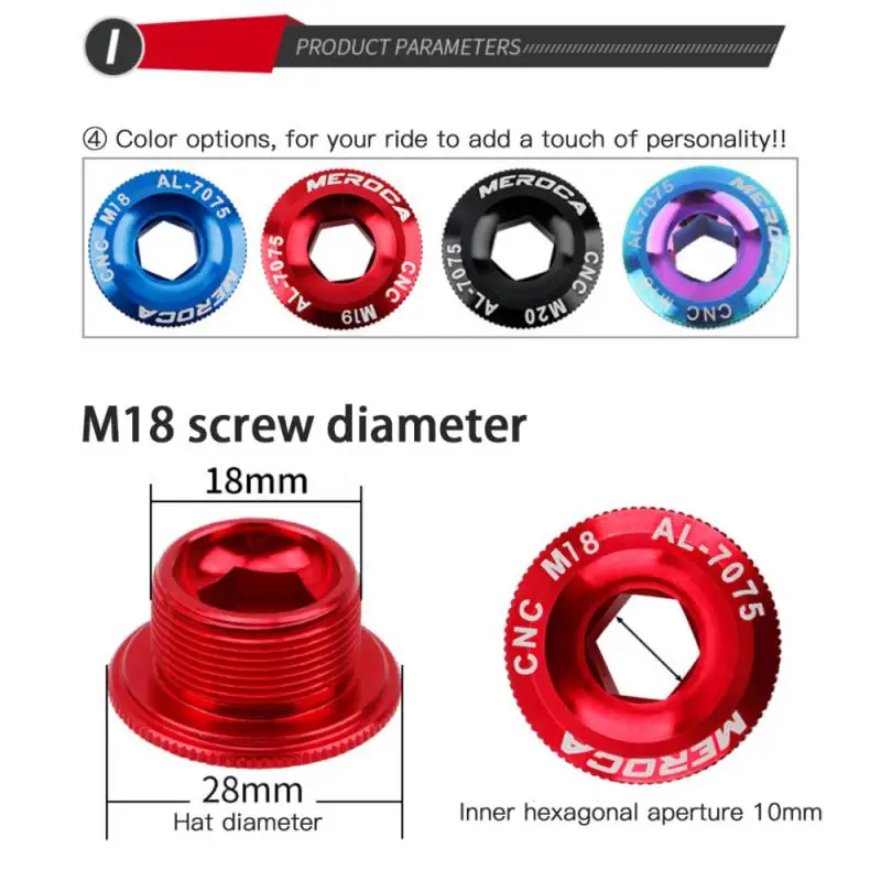 Cranks Screw Cycling Parts Aluminum Alloy Colorful M18 M19 M20 Crank Bolt Cap Mountain Bike Crank Cover Uesful Mountain Bike